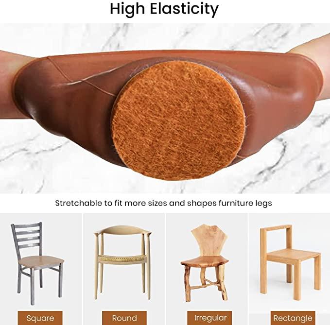 NOBILEA Silicone Chair Leg Protectors with Felt for Hardwood Floors (6PCS)