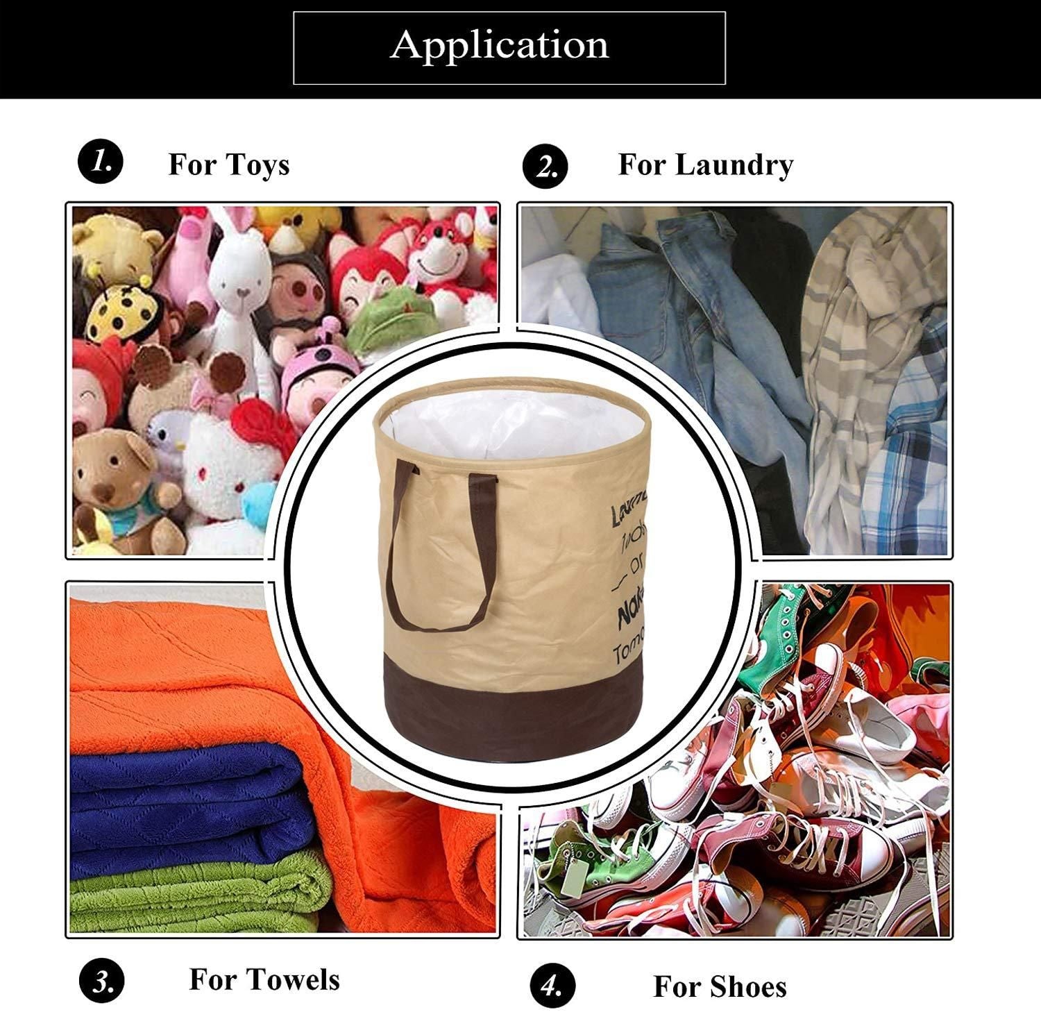 Round Non Woven Laundry Bag/Hamper (Pack of 2)