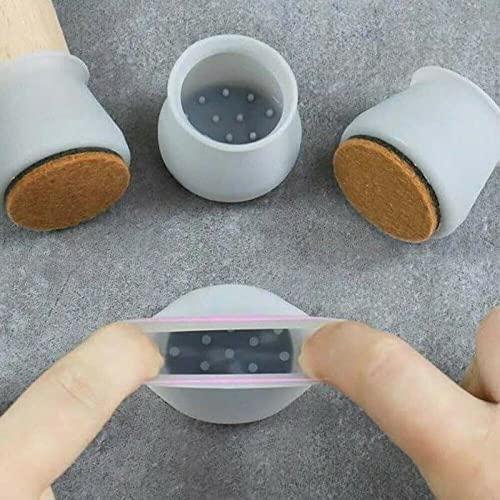 NOBILEA Silicone Chair Leg Protectors with Felt for Hardwood Floors (6PCS)