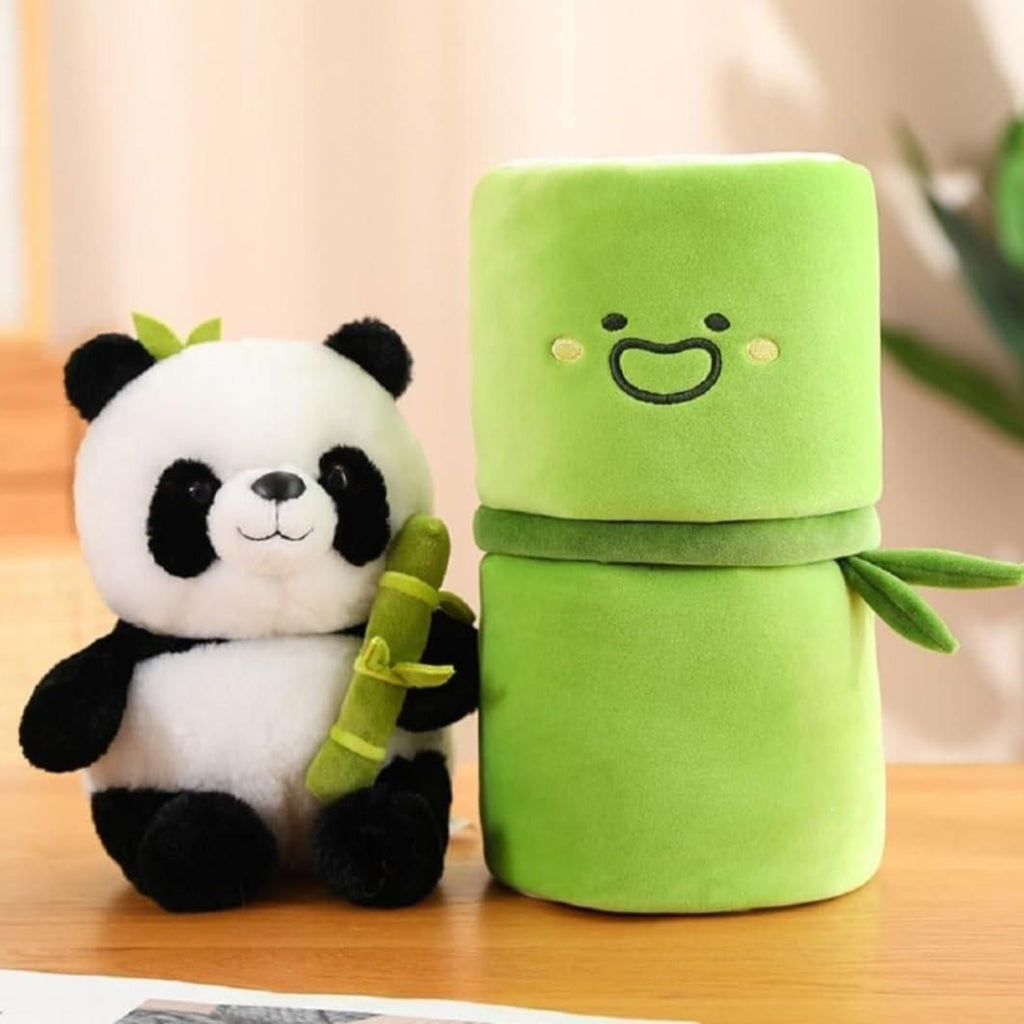 Cute Panda Plush with Bamboo