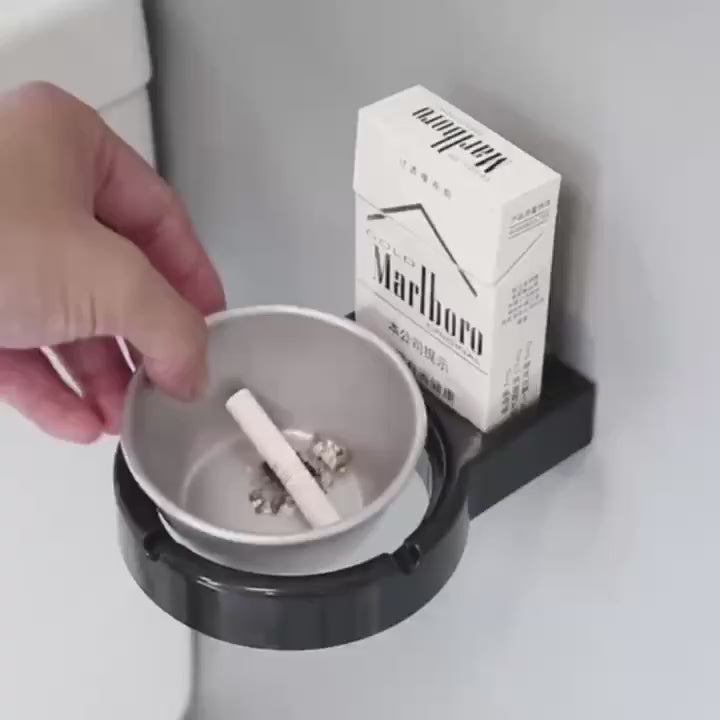 Stainless Steel Wall-Mounted Ashtray & Cigarette Lighter Storage Rack